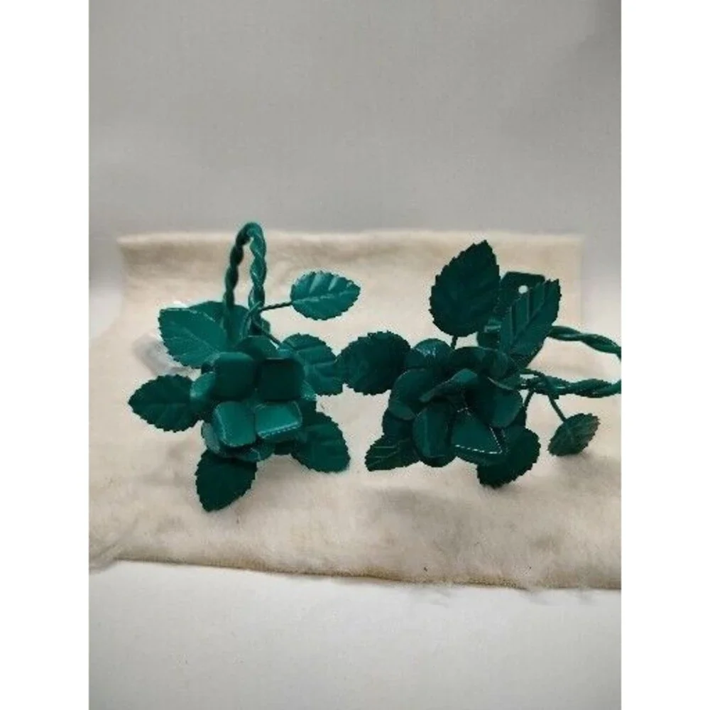 Metal Green Floral &Leaves Curtain Tie Backs With Hardware